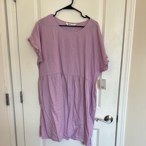 Lavender Linen Short Sleeve Dress